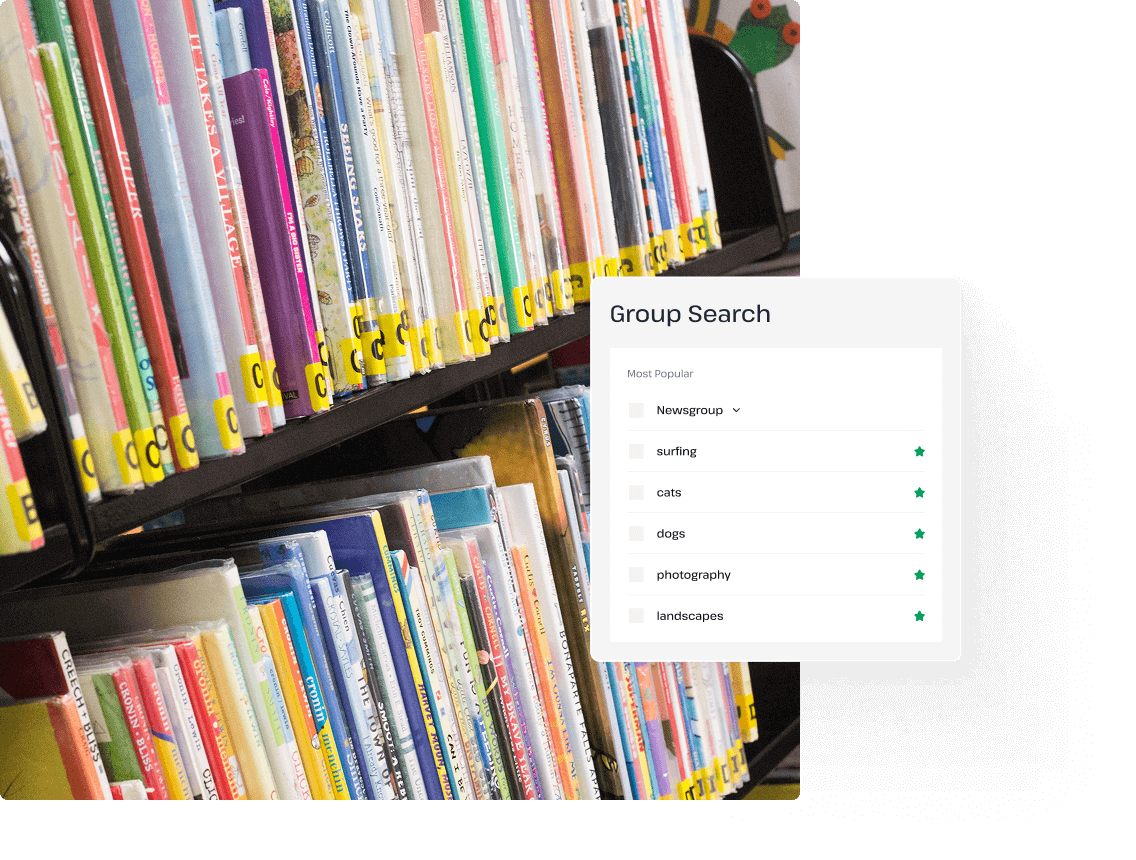 A collection of books illustrates the way that Usenet newsgroups host important information for Usenet users.