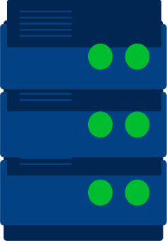 A series of four illustrations showing a desktop computer with a VPN pop-up connecting to an illustration of UsenetServer’s VPN, which connects to an illustration of a VPN server that links to other servers around the world.